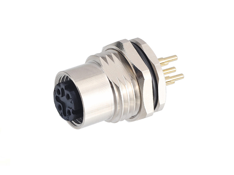 D CODE M12 DEVICE CONNECTOR SOCKET M12 PANEL REAR MOUNT FEMALE PCB PINS